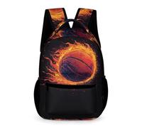 WECECE Mochila Escolar Niña Baloncesto en Llamas Mochilas Colegio Niños 6 7 9 11 Años Mochila Primario Baloncesto Ligera Backpack Casual Para La Escuela, Los Viajes O El Uso Diario