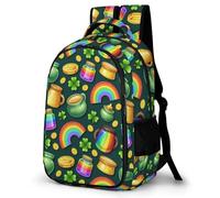 WECECE Mochila Escolar Niña Día de San Patricio Mochilas para Niño Adolescentes 8-11 Años con Hojas de Trébol Mochila Casual Chicas Grande Ligera Colegio y Viaje