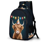 WECECE Mochila Escolar Niña Highland Cow Mochilas para Niño Adolescentes 8-11 Años con Animal Bull Mochila Casual Chicas Grande Ligera Colegio y Viaje