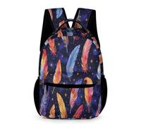 WECECE Mochila Escolar Niña Impresión de Plumas Mochilas Colegio Niños 6 7 9 11 Años Mochila Primario Colorido Ligera Backpack Casual Para La Escuela, Los Viajes O El Uso Diario