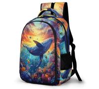 WECECE Mochila Escolar Niña Whale Mochilas para Niño Adolescentes 8-11 Años con Vida Marina Mochila Casual Chicas Grande Ligera Colegio y Viaje