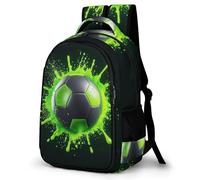 WECECE Mochila Escolar Niñas, Mochilas Primaria Niño Ergonómico Con Green Football Motif, Mochila Casual Con Soccer, Adaptable A Cursos Green Football Motif5
