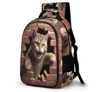 WECECE Mochila Escolar Niñas, Mochilas Primaria Niño Ergonómico con Kitten 3D Pattern, Mochila Casual con Animal Gato, Adaptable a Cursos 1-5