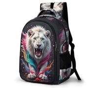 WECECE Mochila Escolar Niñas, Mochilas Primaria Niño Ergonómico con Lion Print, Mochila Casual con Animal, Adaptable a Cursos 1-5