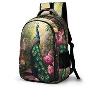 WECECE Mochila Escolar Niñas, Mochilas Primaria Niño Ergonómico con Peacock, Mochila Casual con Animal Flower, Adaptable a Cursos 1-5