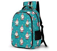 WECECE Mochila Escolar Niñas, Mochilas Primaria Niño Ergonómico con Tema de Navidad, Mochila Casual con Papá Noel, Adaptable a Cursos 1-5