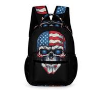 WECECE Mochila Escolar Niño 9 Años Esqueleto Bandera Americana De Viaje Camping Escolar, Mochila Con Cráneo Para Niños Niñas Mochilas Primaria Back Pack