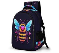 WECECE Mochila Escolar Niño Adolescente Bee, Mochila para Niños Niña con Corazón Shape 8 a 12 Años, Mochilas Escolares Grande Ligera
