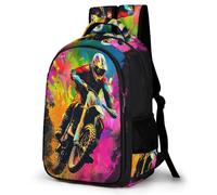 WECECE Mochila Escolar Niño Adolescente Graffiti Moto Motif, Mochila para Niños Niña con Motocicleta 8 a 12 Años, Mochilas Escolares Grande Ligera