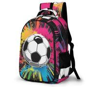 WECECE Mochila Escolar Niño Adolescente, Mochila Colorful Fútbol Motif Colegio Gran Capacidad para Juveniles Chico 10 a 16 Años con Fútbol, Mochilas Niña