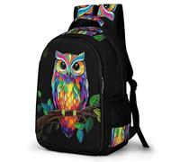 WECECE Mochila Escolar Niño Adolescente, Mochila Colorido Owl Pattern Colegio Gran Capacidad para Juveniles Chico 10 a 16 Años con Bird, Mochilas Niña