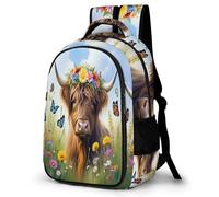 WECECE Mochila Escolar Niño Adolescente, Mochila Highland Cow Colegio Gran Capacidad para Juveniles Chico 10 a 16 Años con Calf, Mochilas Niña