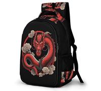 WECECE Mochila Escolar Niño Art Dragon Transpirable, Mochilas con Red Chinese Dragon Colegio para Clases 1 a 6, Mochila Ligera para Colegio y Viajes