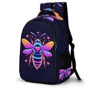 WECECE Mochila Escolar Niño Bee Pattern Transpirable, Mochilas con Corazón Shape Colegio para Clases 1 a 6, Mochila Ligera para Colegio y Viajes