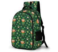 WECECE Mochila Escolar Niño Día de San Patricio, Mochilas Escolar 2º-5º Curso para Niña Colegio y Viajes, Mochila para Adolescente con Trébol