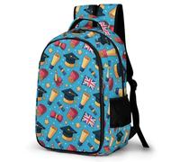 WECECE Mochila Escolar Niño Graduación, Mochilas Escolar 2º-5º Curso para Niña Colegio y Viajes, Mochila para Adolescente con Union Jack Flag