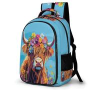 WECECE Mochila Escolar Niño Mochilas Highland Gatotle Primaria para Niños 8-12 Años Mochila Colegio Chicos Cow Motif Ligera Gran Capacidad - Vuelta Al Cole O Navidad
