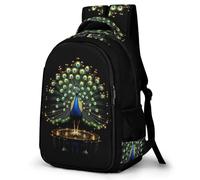 WECECE Mochila Escolar Niño Peacock Transpirable, Mochilas con Animal Theme Colegio para Clases 1 a 6, Mochila Ligera para Colegio y Viajes