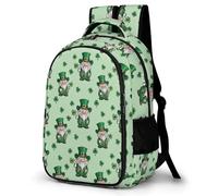 WECECE Mochila Escolar Niño Tema de San Patricio, Mochilas Escolar 2º-5º Curso para Niña Colegio y Viajes, Mochila para Adolescente con Hojas de Trébol