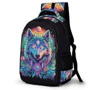 WECECE Mochila Escolar Niño Wolves Transpirable, Mochilas con Animal Lobo Colegio para Clases 1 a 6, Mochila Ligera para Colegio y Viajes