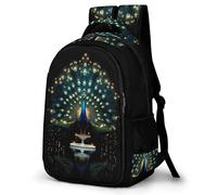 WECECE Mochila Escolar Patrón Pavo Real Niño 11-13 Años Bolsa Escolar Animal Niña Curso 1-4 Mochila Colegio para Estudiantes, Bookbag Práctica Duradera para Regalo de Cumpleaños