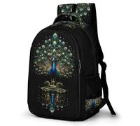 WECECE Mochila Escolar Pavo Real Ilustración Niña 12 Años Mochila de Animal Diseño Niño Estudiantes School Bag, Resistente Cómoda Grande Vuelta al Cole Actividades Escolares