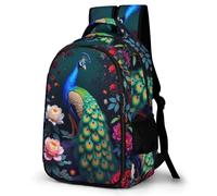 WECECE Mochila Escolar Pavo Real Niño 11-13 Años Bolsa Escolar Animal Pavo Real Niña Curso 1-4 Mochila Colegio para Estudiantes, Bookbag Práctica Duradera para Regalo de Cumpleaños