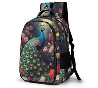 WECECE Mochila Escolar Peacock Flores Niños - Mochila Primaria y ESO para Chicas 7-13 Años, Mochilas Escolares Animal Theme Ligero para Colegio