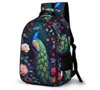 WECECE Mochila Escolar Peacock Flores Niños - Mochila Primaria y ESO para Chicas 7-13 Años, Mochilas Escolares Animal Ligero para Colegio