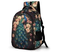 WECECE Mochila Escolar Peacock Niño Adolescente, Mochila Peacock Animal Colegio Grand Capacidad para Niña Juveniles Chico 8 a 14 Años