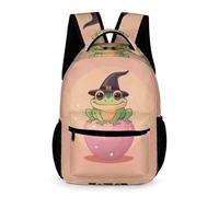 WECECE Mochila Escolar Rana Patrón Chico Chica 12 Años Mochila de Animal Ilustración 1º ESO Estudiantes Daypack para Libros 43x32x15 cm para Secundaria Uso Diario