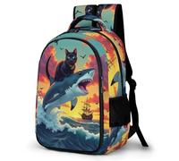WECECE Mochila Escolar Shark Motivo de Gato Niña Niños, Mochila Infantil Ligera para Chicas 8 a 14 Años, Mochilas Kawaii Escolares con Marine Animal, Ideal para Colegio y Viajes