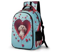 WECECE Mochila Escolar Shih Tzu Dog Niños - Mochila Primaria y ESO para Chicas 7-13 Años, Mochilas Escolares Love Corazón Puppy Ligero para Colegio