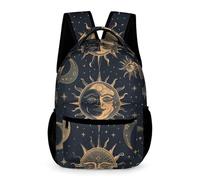 WECECE Mochila Escolar Sol Luna Estrellas Niño Niña 8 Años Bolsa de Escuela Vintage Estilo Curso 3 Escolares Backpack Moderna 43x32x15 cm para Viaje y Colegio