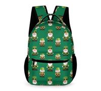WECECE Mochila Escolar Tema de Día de San Patricio Estudiantes Chicos Chicas 6 Curso Bolsa Colegio Verde 9 Años Bookbag Resistente Uso Diario Cosas de Colegio Botella Regalo Escolar