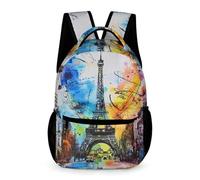 WECECE Mochila Escolar Torre Eiffel Diseño Escolares 11 Años Bolsa Escolar Colorido Graffiti Curso 6 Niños Mochila Práctica 43x32x15 cm para Libros Cuadernos