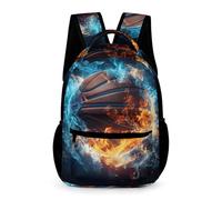 WECECE Mochila Escolar Unisex Con Estampado De Hielo y Fuego Baloncesto Bolsas Para Alumnos De Primaria Y Niño, Para Niña De 6 A 11 Años, Mochila Escolar De Baloncesto
