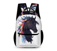 WECECE Mochila Escolar Unisex Con Estampado De Negro,Caballo Bolsas Para Alumnos De Primaria Y Niño, Para Niña De 6 A 11 Años, Mochila Escolar De Animal Motif