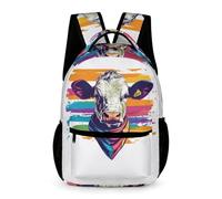 WECECE Mochila Escolar Vaca Diseño Niño Niña 7 Años Mochila de Animal Ganado Motivo Curso 2 Estudiantes Daypack Ligera 43x32x15 cm para Primaria Viaje Estudio