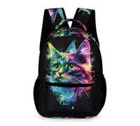 WECECE Mochila Estampado de Gatito Niños 9-13 Años Mochila Colegio Motivo Animal Gato Niñas 2 Curso Daypack Ligera Resistente Libros Botella Paraguas Colegio Viaje Uso Diario