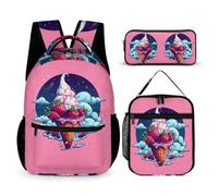 WECECE Mochila Estampado de Helados Escolar Adolescente con Bolsa Térmica y Estuche, Mochilas Escolares Niñas 8-13 Años para Inicio de Curso