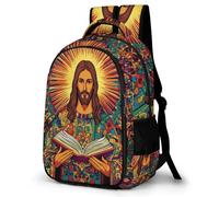 WECECE Mochila Estampado de Jesús Cristiano 1º-3º Curso Niña Mochila Escolar Motivo de Jesús 9-13 Años Niño Mochila Colegio Resistentes, Bookbag Clases Viaje y Uso Diario