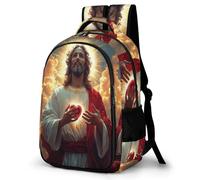 WECECE Mochila Estampado de Jesús Escolares 12 Años Mochila de Motivo Jesús Cristiano Chica Instituto Bookbag Impermeable Cómoda Ligera Secundaria Uso Diario Viaje Aventura Viaje