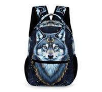 WECECE Mochila Estampado de Lobos Niño 6 Curso Mochila Primaria Motivo Animal Lobo Niña 10-13 Años Bookbag Resistente Uso Diario Libros Botella Paraguas Excursión Viaje Diario