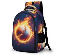 WECECE Mochila Fire Baseball Motif Escolar Niños - Mochila Baseball Colegio Niña Chicos para Portátil, Gran Mochilas para Adolescentes Vuelta Al Cole