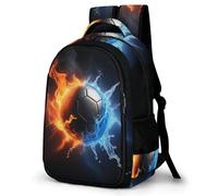 WECECE Mochila Fire Water Fútbol Escolar Niño, Mochilas Adolescente Chica, Mochila Escolar Niña a Partir De 5° Grado, Mochilas Casual con Fútbol, para Escuela Primaria y Secundaria