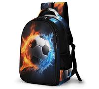 WECECE Mochila Fire Water Fútbol para Niñas - Mochila Escolar Niño Ligera - Mochilas Escolares con Fútbol para Chicas Adolescentes 7 a 14 Años Colegio Viajes