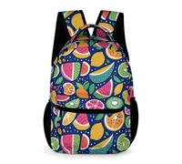 WECECE Mochila Frutas Patrón Niña Niño 6-8 Años Mochila Escolar Fruta Tema Curso 1-3 Escolares Bolsa de Colegio Formato Grande 43x32x15 cm para Salida Libros y Cuadernos
