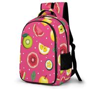 WECECE Mochila Frutass Design Colegio Niña 6-10 Años Mochila Escolar Primaria Ligera con Pink para La Escuela, Viajes y El Día a Día
