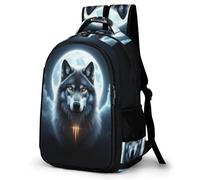 WECECE Mochila Full-Moon Wolves Infantil para Niña y Niño, Mochilas Moon Lobo para Niños De 9 a 15 Años, Mochilas Primaria Infantil, Mochila De Viaje